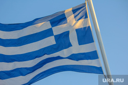 Санторини. Греция, флаг греции