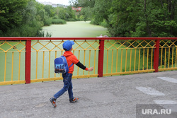 Министр природных ресурсов  Дмитрий Кобылкин осматривает набережную Тобола. Курган, ребенок, мост, река битевка, цпкио курган