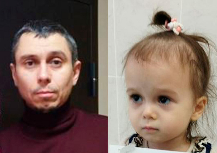 Приставы разыскивают: Гальянову Софию Ренатовну, 16 марта 2019 года рождения (на фото справа), и ее отца Гальянова Рената Разифовича, 10.01.1981 года рождения (на фото слева)