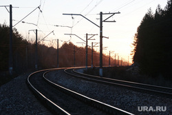 Evening city.  Perm, rails, railroad