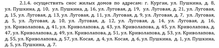Список жилых домов, подлежащих сносу в районе стадиона «Локомотив»