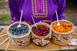 Посещение губернатором ХМАО Комаровой площадки дневного пребывания для детей и этнографического музея. Лянтор, морошка, брусника, лесная ягода, голубика