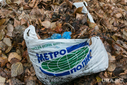 Разное. Курганская область, листья, пакет из метрополиса, пакет с мусором