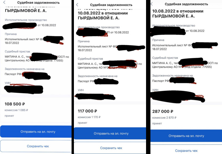 В доказательства своих слов певица выложила скрины оплаты штрафа