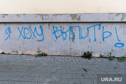 Виды Челябинска, алкоголизм, надпись на стене, пьянство, граффити, зависимость, тротуарная плитка, я хочу выпить