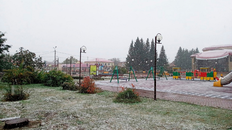 В селе Упорово Тюменской области выпал первый снег