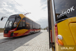 Запуск движения по трамвайной ветке из Екатеринбурга в Верхнюю Пышму. Екатеринбург, трамвай, львенок, вагон трамвая