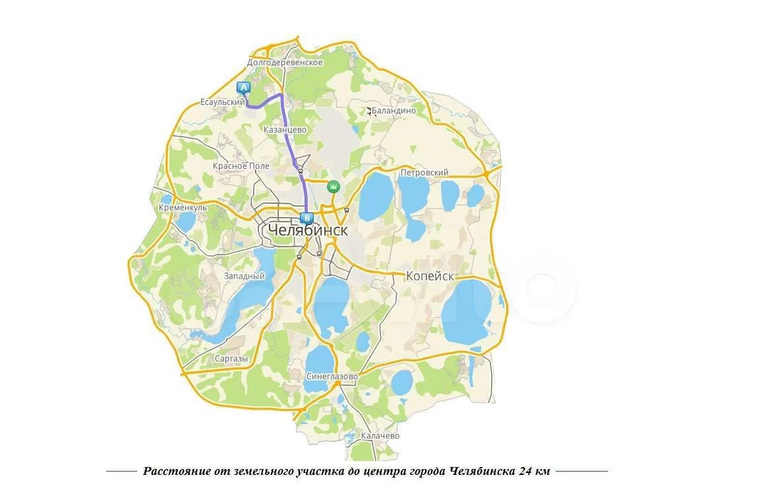От Челябинска до выставленных на продажу земель можно доехать на личном транспорте за 20 минут