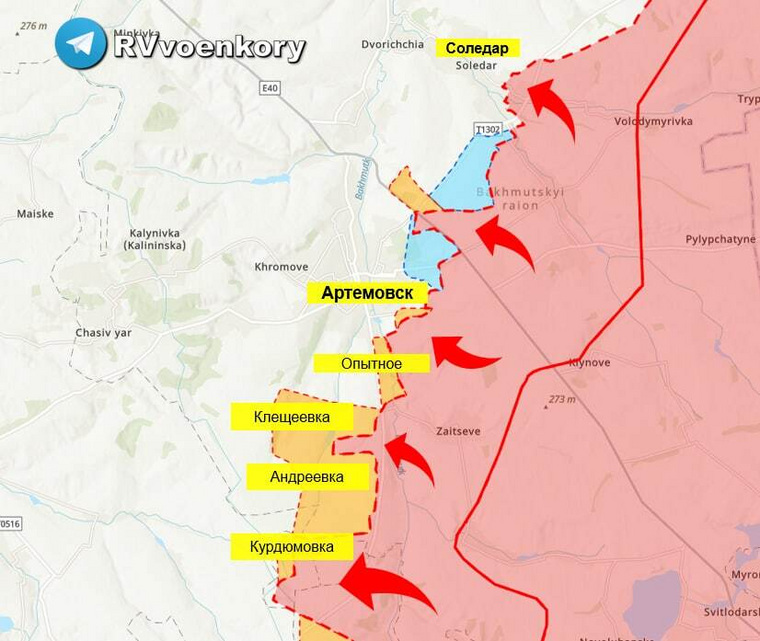 Карта наступления российской армии на Донбассе