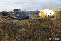 Тренировочные стрельбы мобилизованных с Центрального военного округа на полигоне Еланский. Свердловская область, учебные стрельбы, зенитная установка зу23