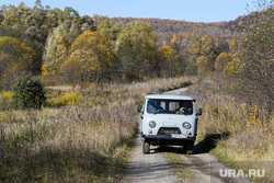 Виды Челябинской области, лесная дорога, уаз буханка, осень, поселок виляй