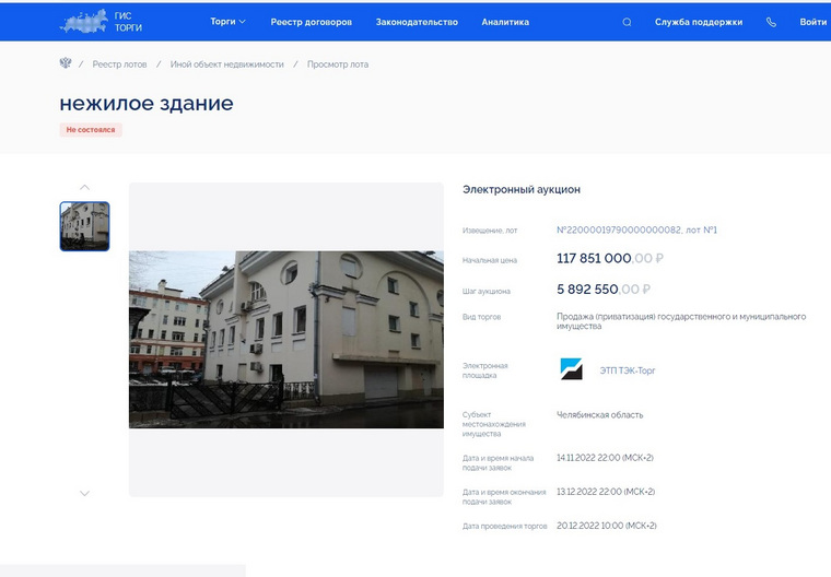 Особняк снова не удалось продать в Москве