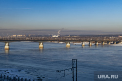 Зимние виды города. Пермь, зима, река кама, коммунальный мост