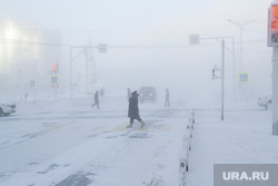 Мороз и ледяной туман. Салехард. 31 января 2019 г, пешеходный переход, зима, мороз, туман