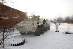 Инженерные подразделения Южного военного округа провели тактико-специальное учения в Ростовской области в преддверии Дня инженерных войск, маскировка, танк