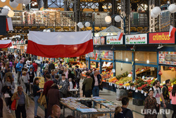 Types of Budapest.  Hungary, products, food, budapest central market, poland flag