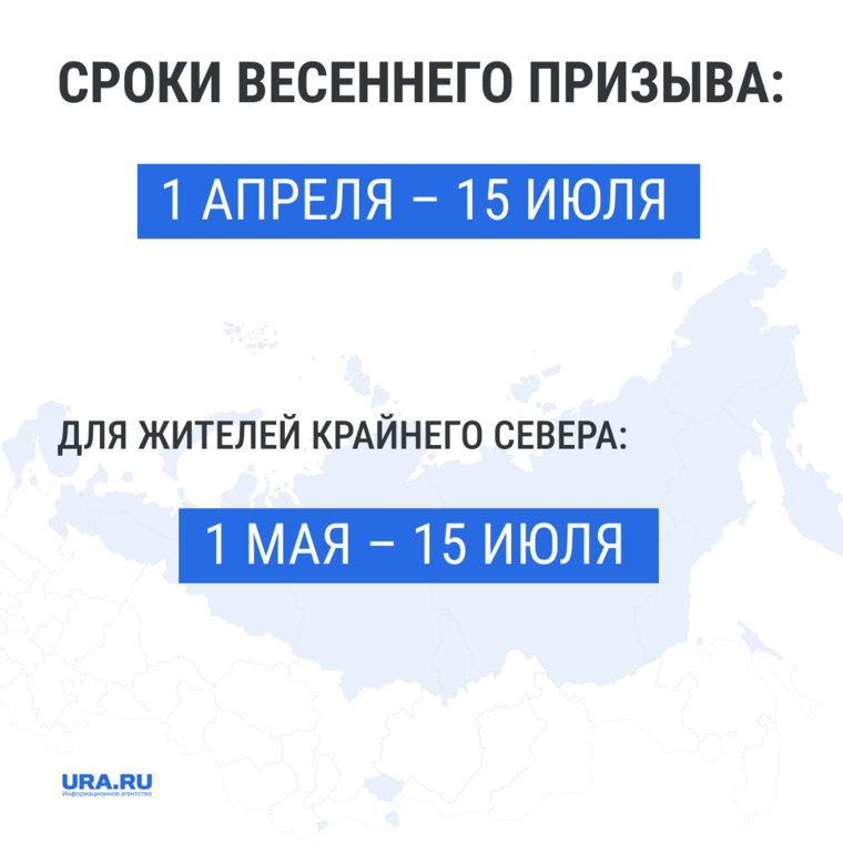 Весенний призыв пройдет с 1 апреля по 15 июля для большинства регионов РФ