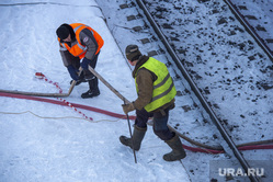 Железнодорожная станция Пермь-2., жд пути, ремонт железной дороги, рабочие ржд