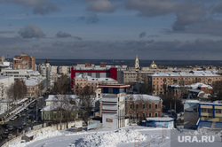 Город после снегопада. Пермь, снег в городе, зимняя пермь, стадион динамо, вид города с высоты