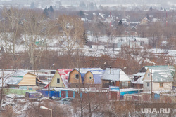Курган, вид сверху, зима, пригород, дачные участки, частный сектор