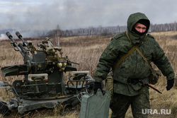 Тренировочные стрельбы мобилизованных с Центрального военного округа на полигоне Еланский. Свердловская область, полигон еланский, зенитная установка зу23, подготовка мобилизованных, ЗУ-23