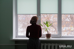 Clipart.  Magnitogorsk, winter, room, a woman in a headscarf, a woman at the window