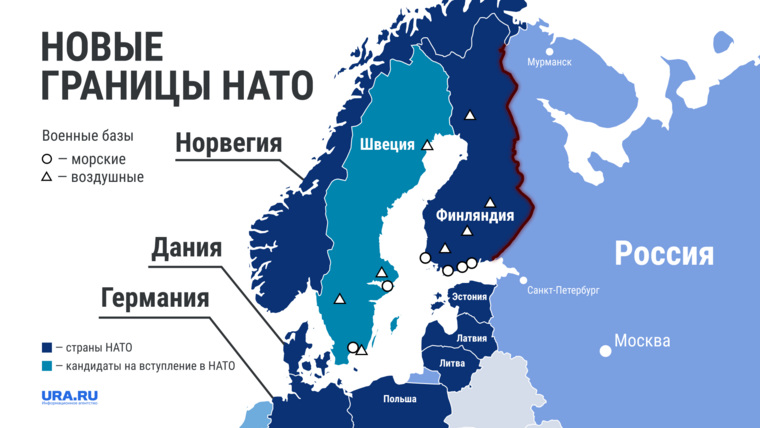 Границы России и НАТО на карте: Финляндия, Эстония, Латвия