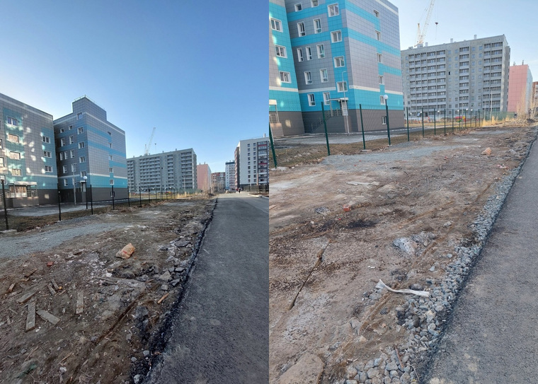 Курганцы пожаловались на разрушенный тротуар возле новой детской поликлиники