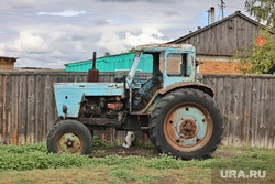 Chebaki village.  Makushinsky district.  Kurgan, agricultural machinery, tractor