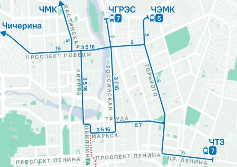 Трамваи 3, 5, 7, 16 будут ходить по другим маршрутам
