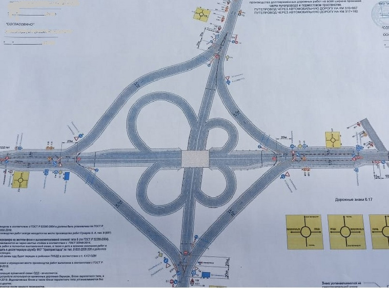 Схема проведения ремонтных работ на участке трассы Пермь — Екатеринбург