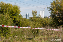 Search work at the site of the discovery of the body of Nastya Muravyova.  Tyumen, police cordon