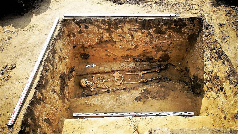 Курганские археологи обнаружили погребение со скелетом мужчины во время раскопок древнего кургана