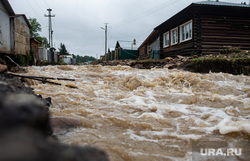 Последствия паводка в городе Нижние Серги. Свердловская область, непогода, паводок, наводнение, потоп, подтопление