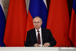 Президент России Владимир Путин и председатель КНР Си Цзинь Пин на встрече во время совместного заявления в Кремле. Москва, путин владимир