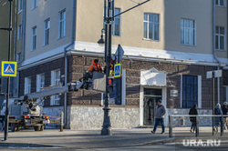 Зимние виды города. Пермь, зима, камеры гибдд, установка знаков, ремонт светофоров