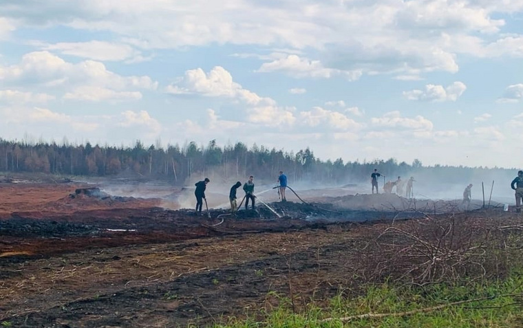 В Красноармейском потушили торфяной пожар
