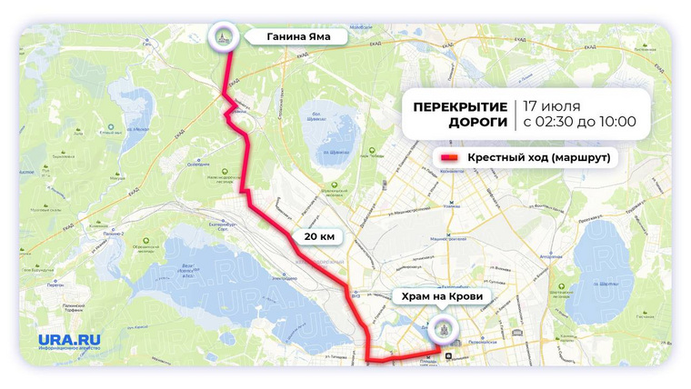 Схема маршрута крестного хода 17 июля 2023 года
