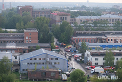 Последствия взрыва в городе Сергиев Посад. Московская область, мчс, спасатели, чп, место проишествия, пожарные автомобили, пожарные, скорая помощь, зомс, территория завода