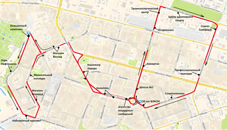 Схема маршрута № 27