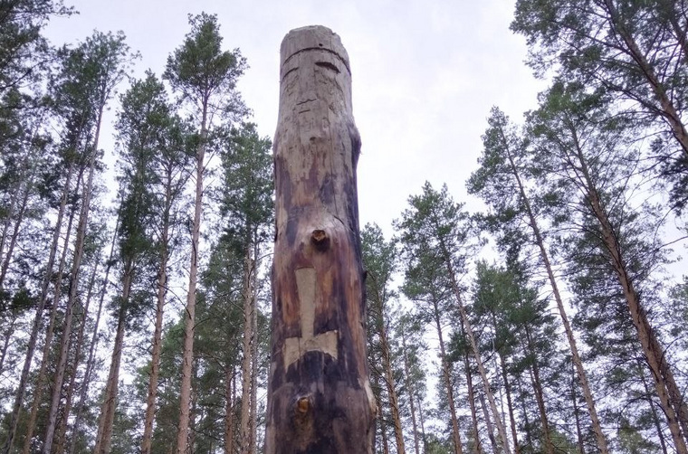 По одной из версий, на тотеме изображен символ с топора Тора