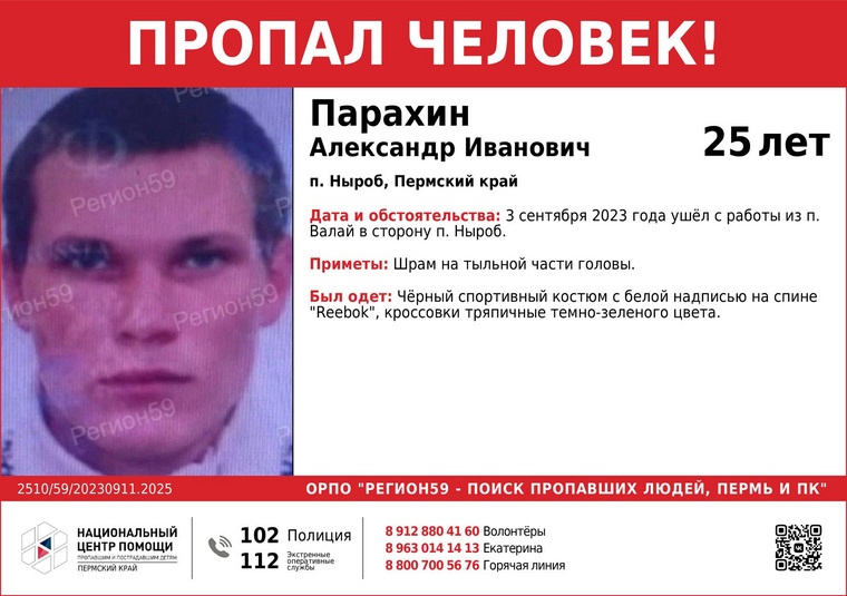 Житель Пермского края пропал в начале сентября