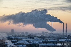Морозное утро в городе. Пермь, зима, тэц, морозное утро, зимний рассвет, вид города сверху