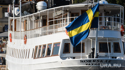 Виды Стокгольма. Швеция.ЛГБТ, паром, флаг швеции, водный транспорт