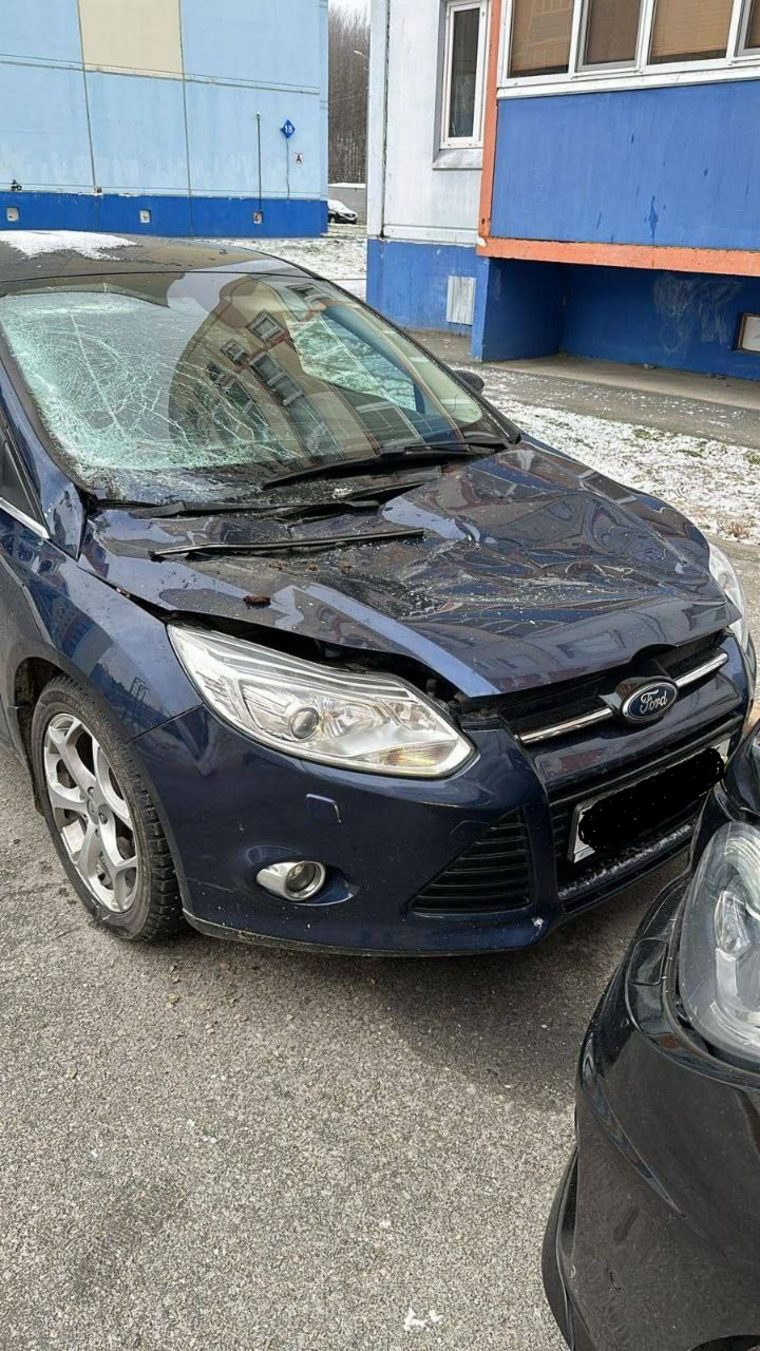 Девушка упала на капот припаркованного автомобиля