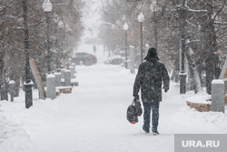 Снегопад в Екатеринбурге. Екатеринбург, снег, прохожий, снегопад, проспект ленина, мужчина с сумками, мужчина в ушанке