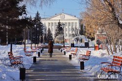 Город. Курган, аллея, мэрия, зима, администрация, город курган