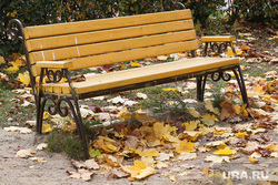 Осень. Тюмень, скамейка, погода, желтые листья, опавшие листья, осень, скамейка в парке