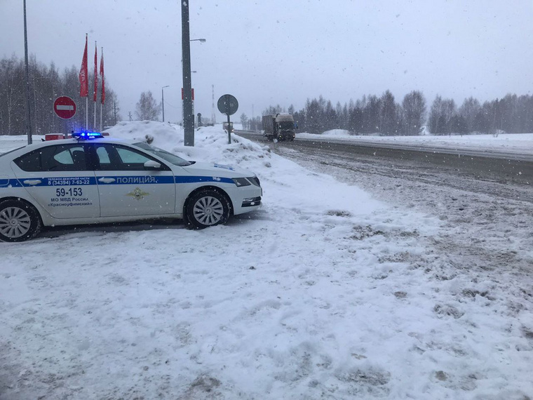 На 171 км дороги Пермь- Екатеринбург начались обильные осадки