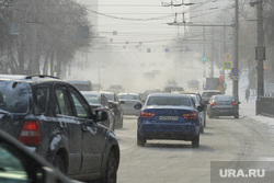 Виды города. Челябинск, зима, снегопад, мороз, автотранспорт